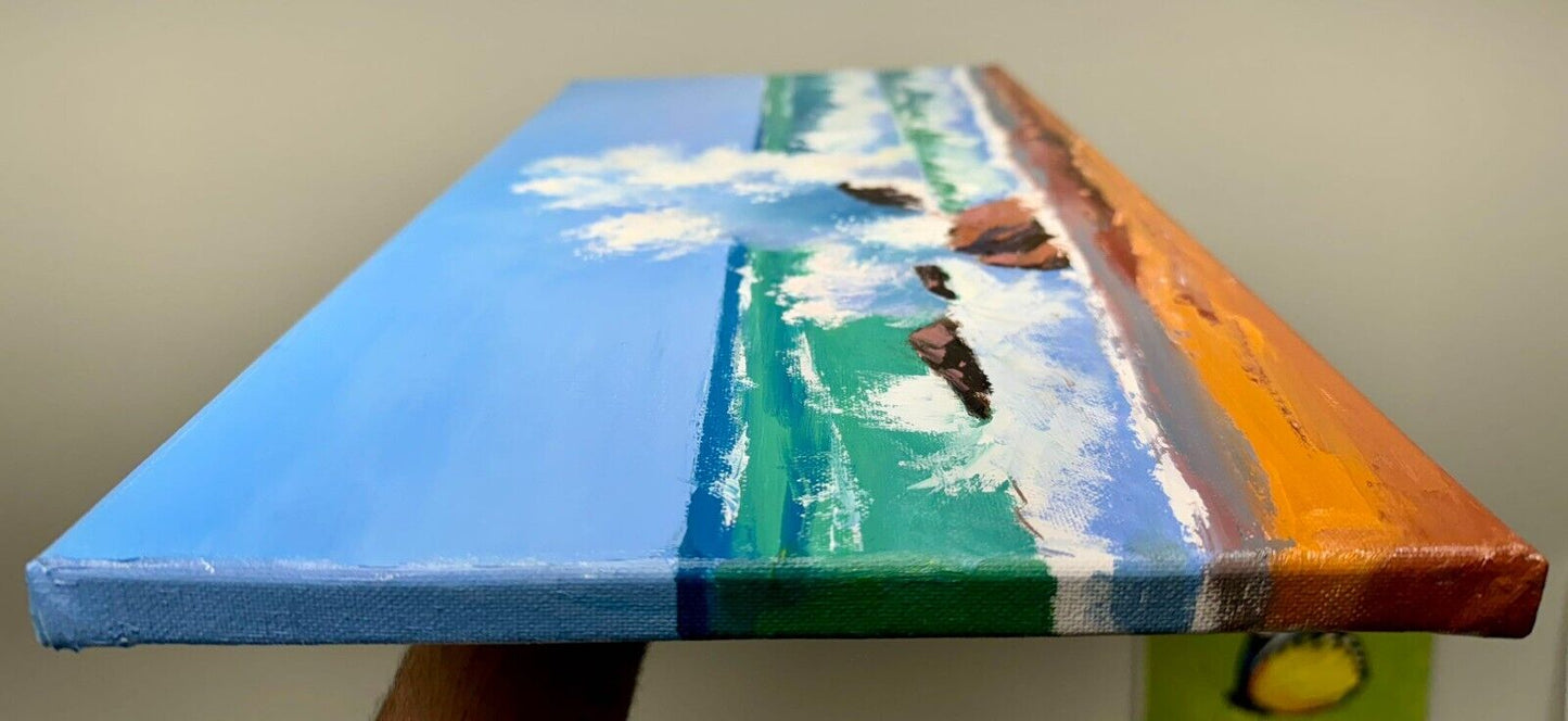 10'x20"Handmade original seascape oil painting on canvas wall art living room decor