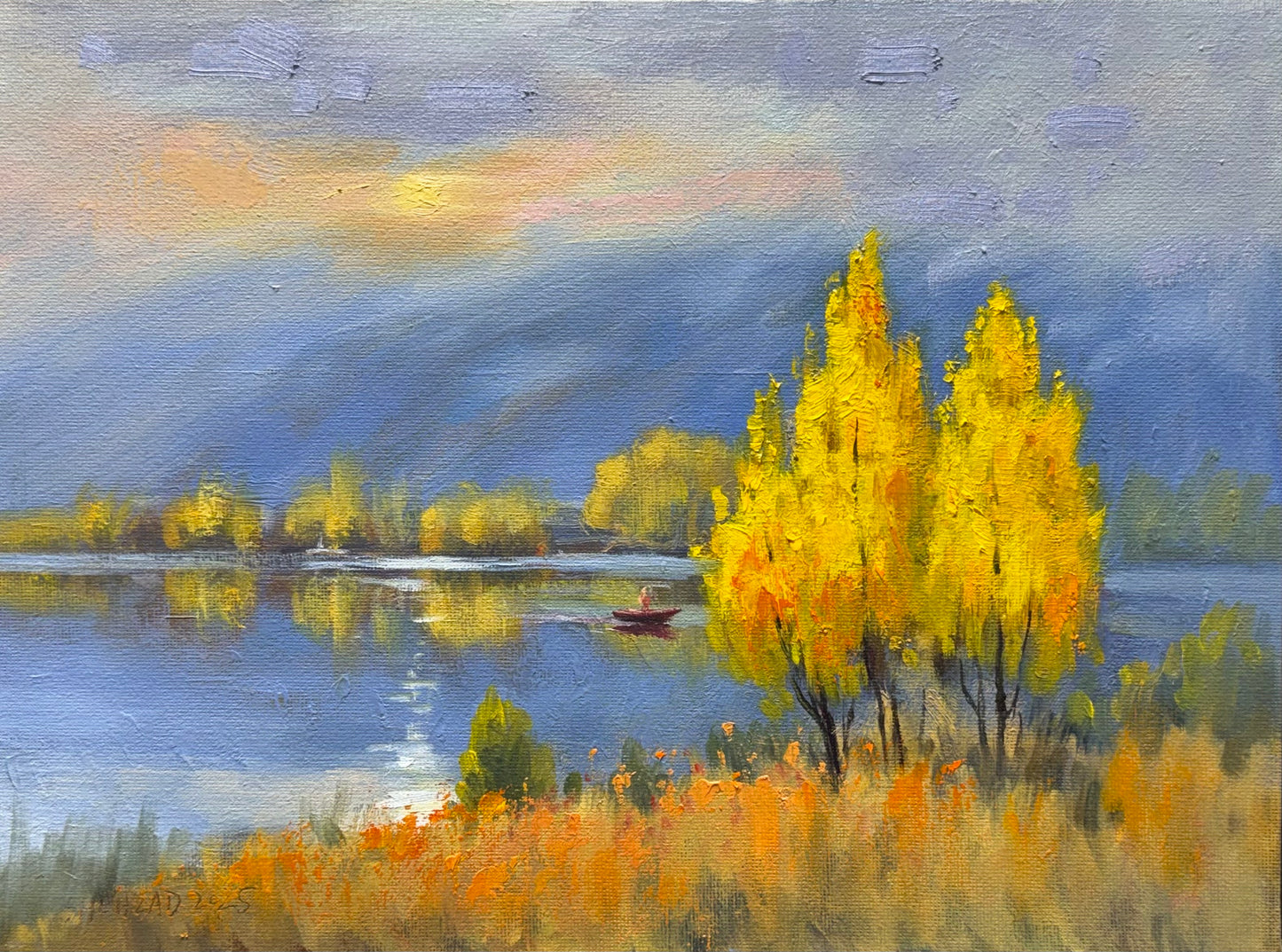 Beautiful Kaloya Park Kalamalka Lake view Oil painting- 12x9 inches inch Canvas Panel- On spot oil painting