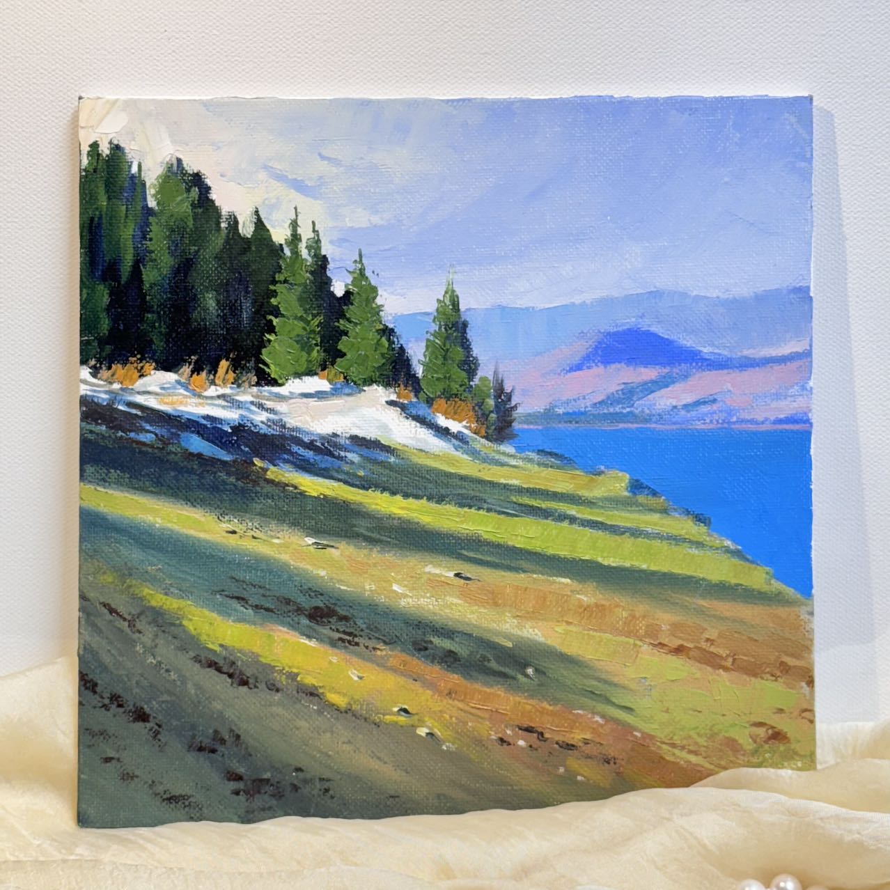 8"x8" Tranquil Landscape: Original Oil Painting - Nature Art for Home Decor | Unique Gift, Scenic Artwork, Hand-Painted Wall Art, Serene Views