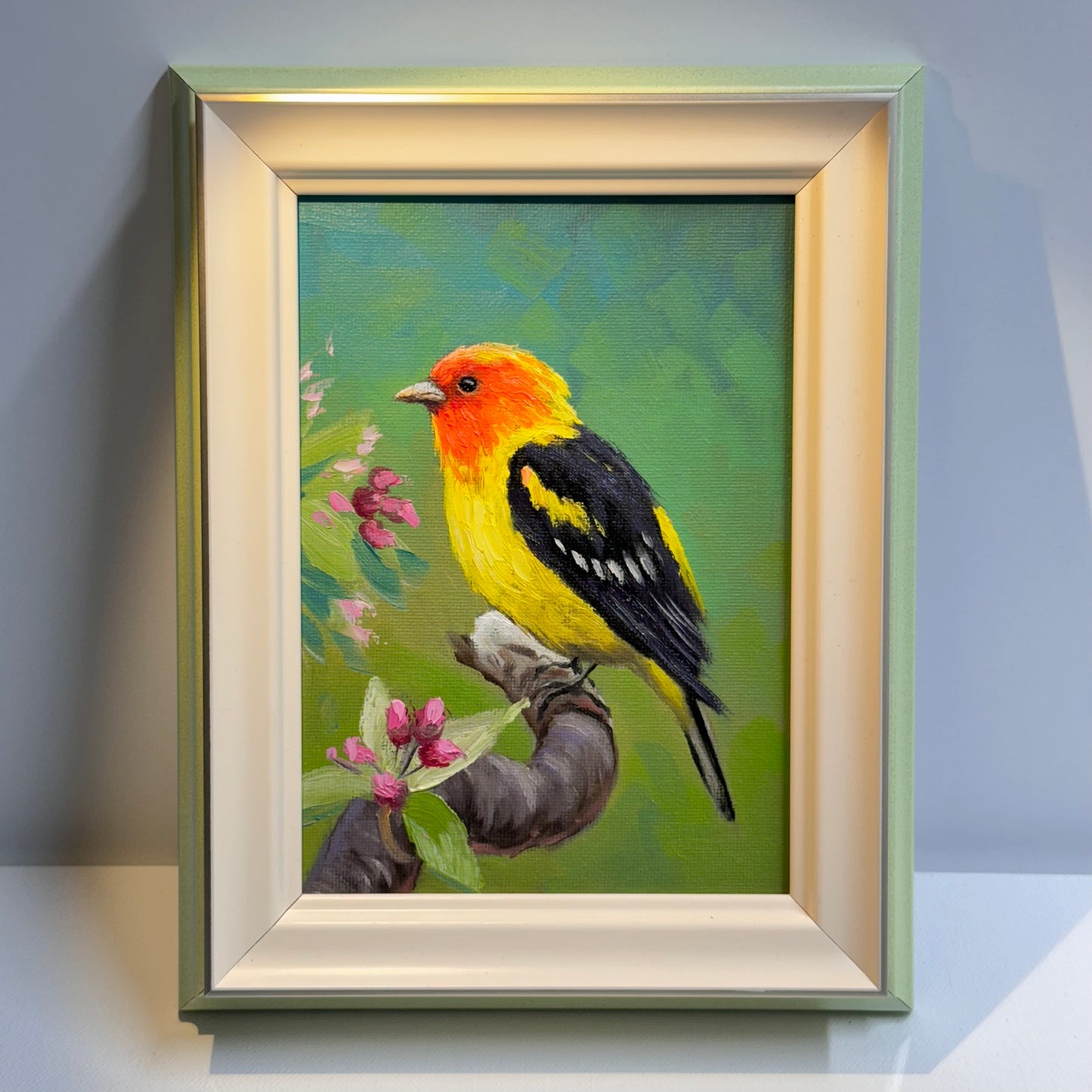 5"x7" Vibrant Western Tanager Bird - Original Oil Painting 5"x7" on canvas panel | Hand-Painted Wildlife Art for Home Decor