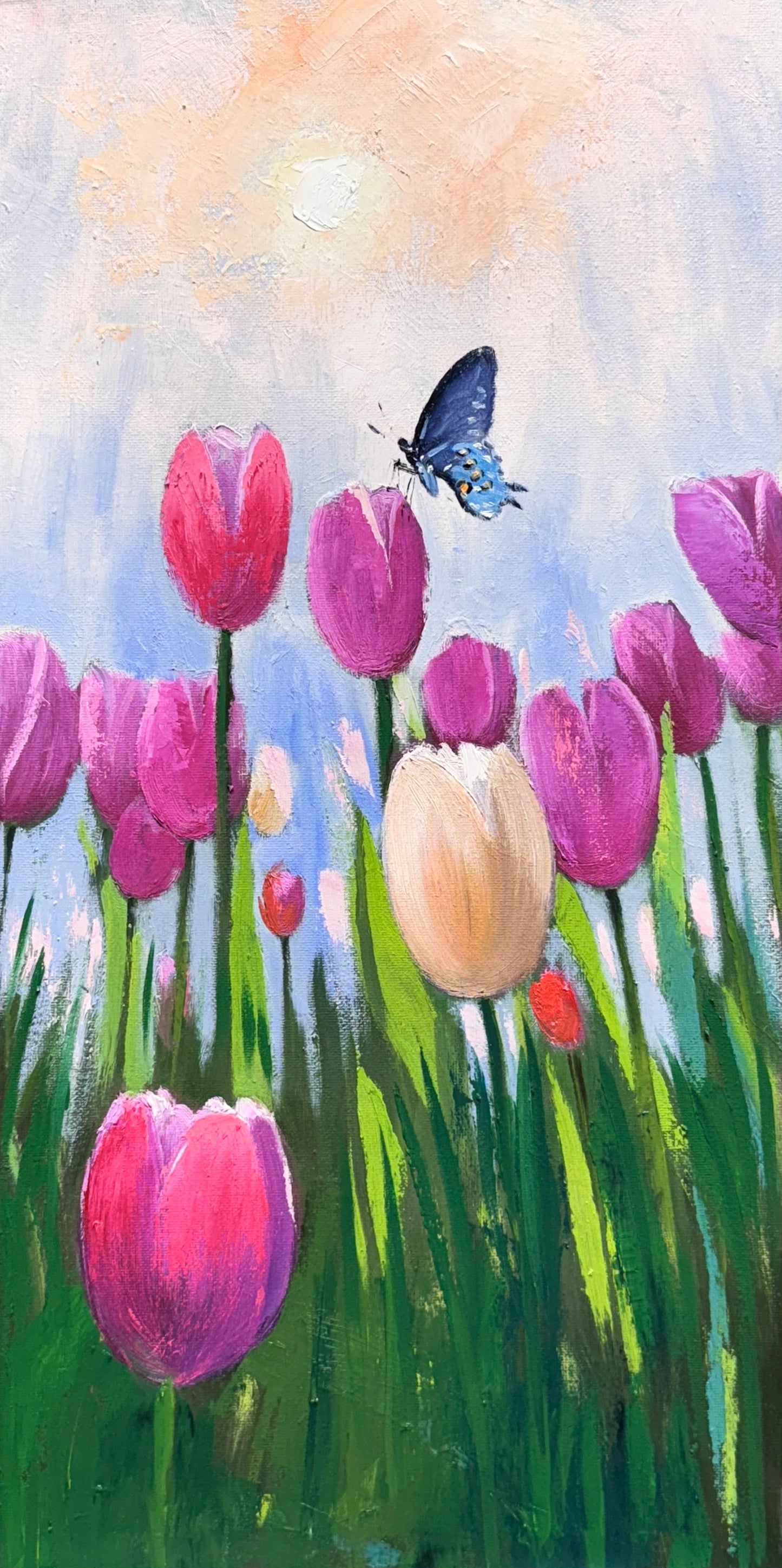 10'x20" "Blooming Tulips" - Handmade Original Oil Painting on Stretched Canvas - Wall Art / Perfect Gift
