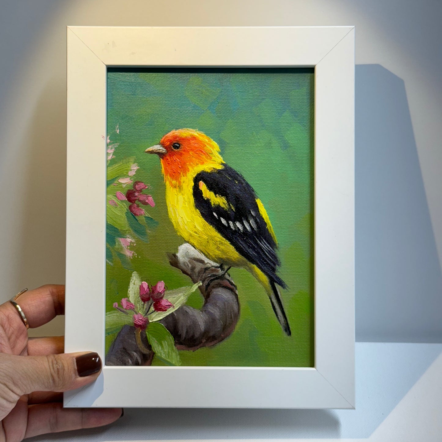 5"x7" Vibrant Western Tanager Bird - Original Oil Painting 5"x7" on canvas panel | Hand-Painted Wildlife Art for Home Decor
