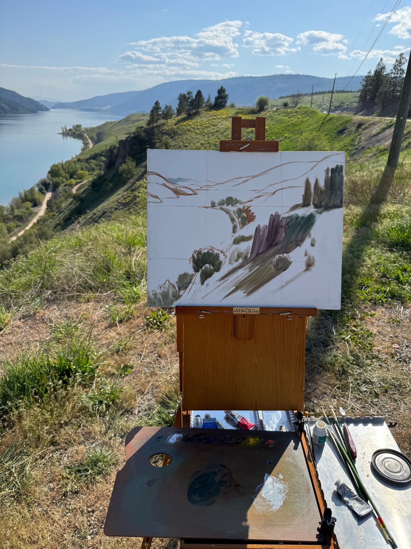 "Carved by Time – Kalamalka Lake Hillside View" – Amazing Vertical Rock Formations- 20" x 16"