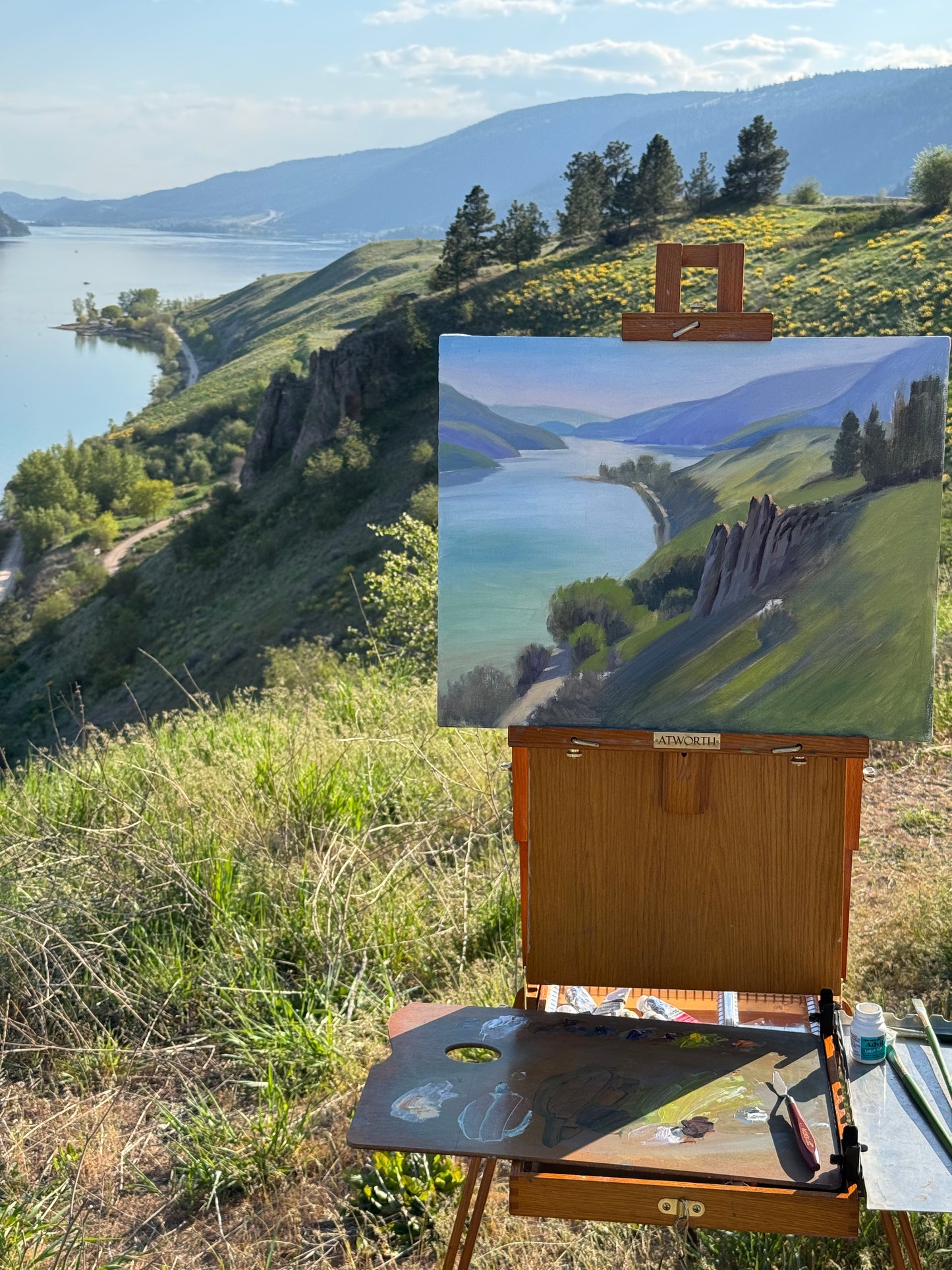 "Carved by Time – Kalamalka Lake Hillside View" – Amazing Vertical Rock Formations- 20" x 16"