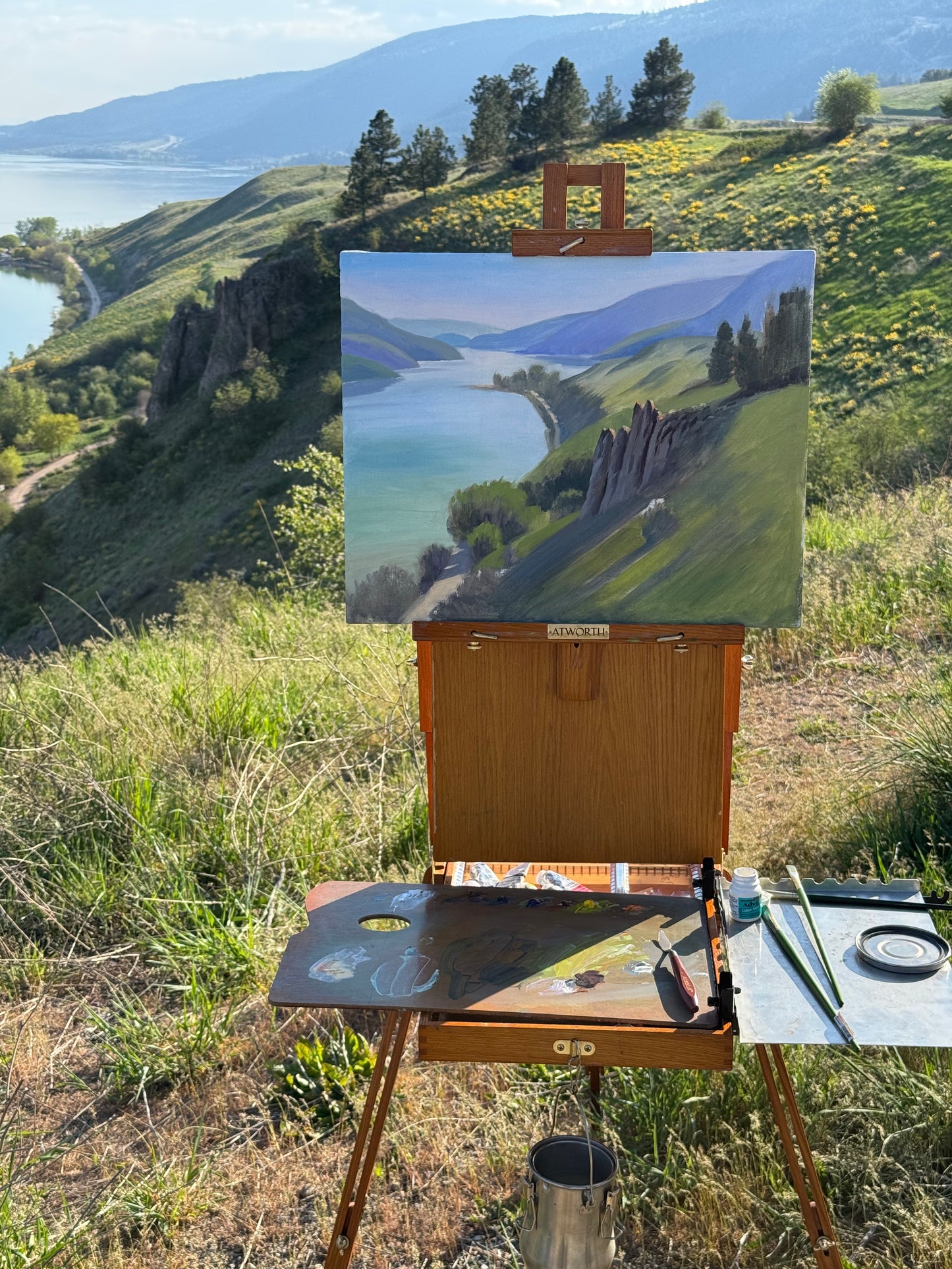 "Carved by Time – Kalamalka Lake Hillside View" – Amazing Vertical Rock Formations- 20" x 16"