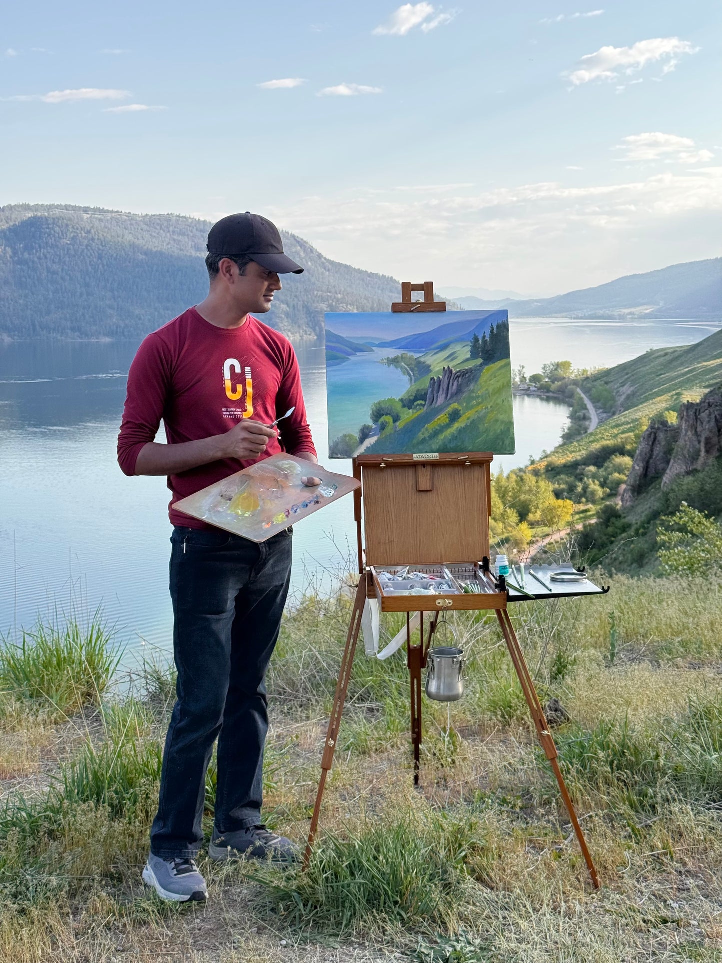 "Carved by Time – Kalamalka Lake Hillside View" – Amazing Vertical Rock Formations- 20" x 16"
