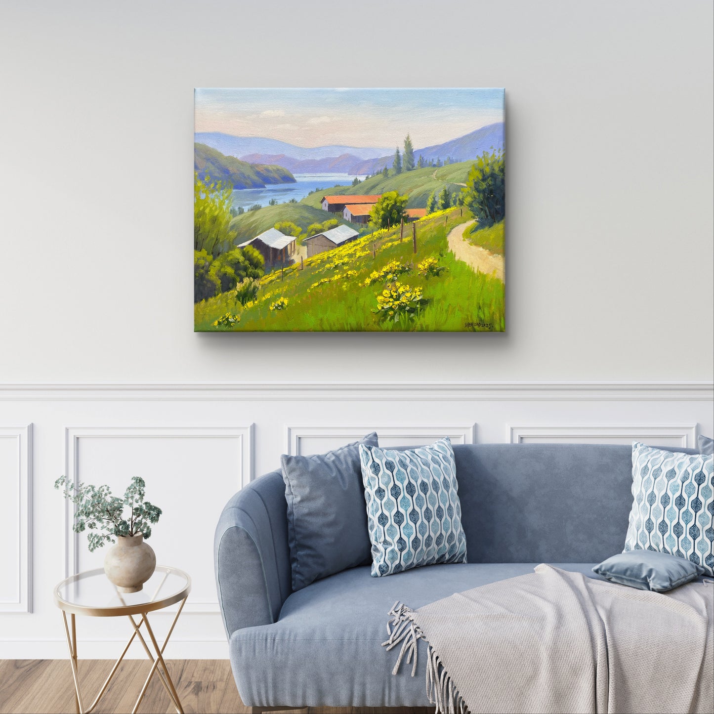 Original oil painting on canvas- Kalamalka Lake Hillside View 20"x16" canvas