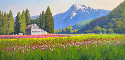 The Colors of Harrison Tulip Festival”  Oil painting 4x2 Ft -Gallery Quality Canvas