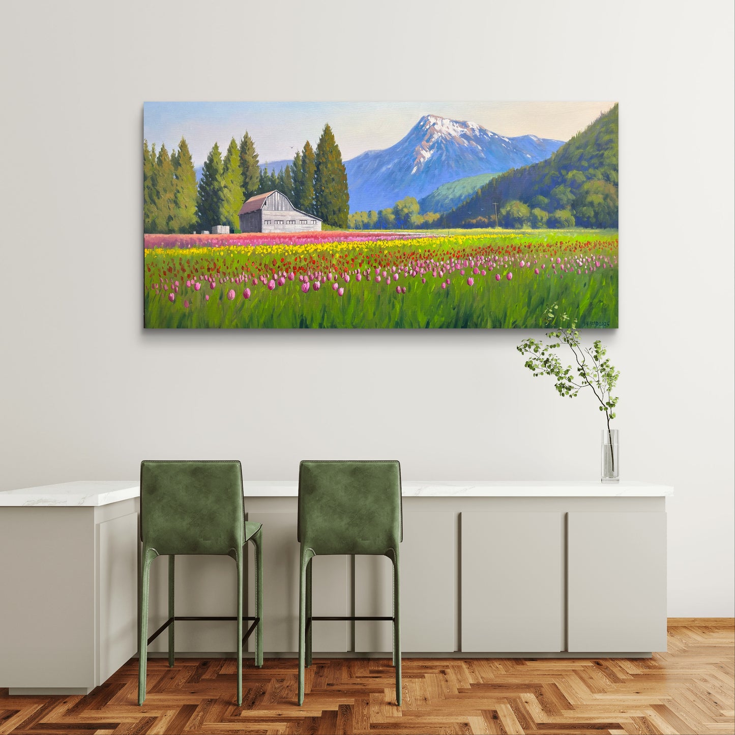 The Colors of Harrison Tulip Festival” Oil painting 4x2 Ft -Gallery Quality Canvas