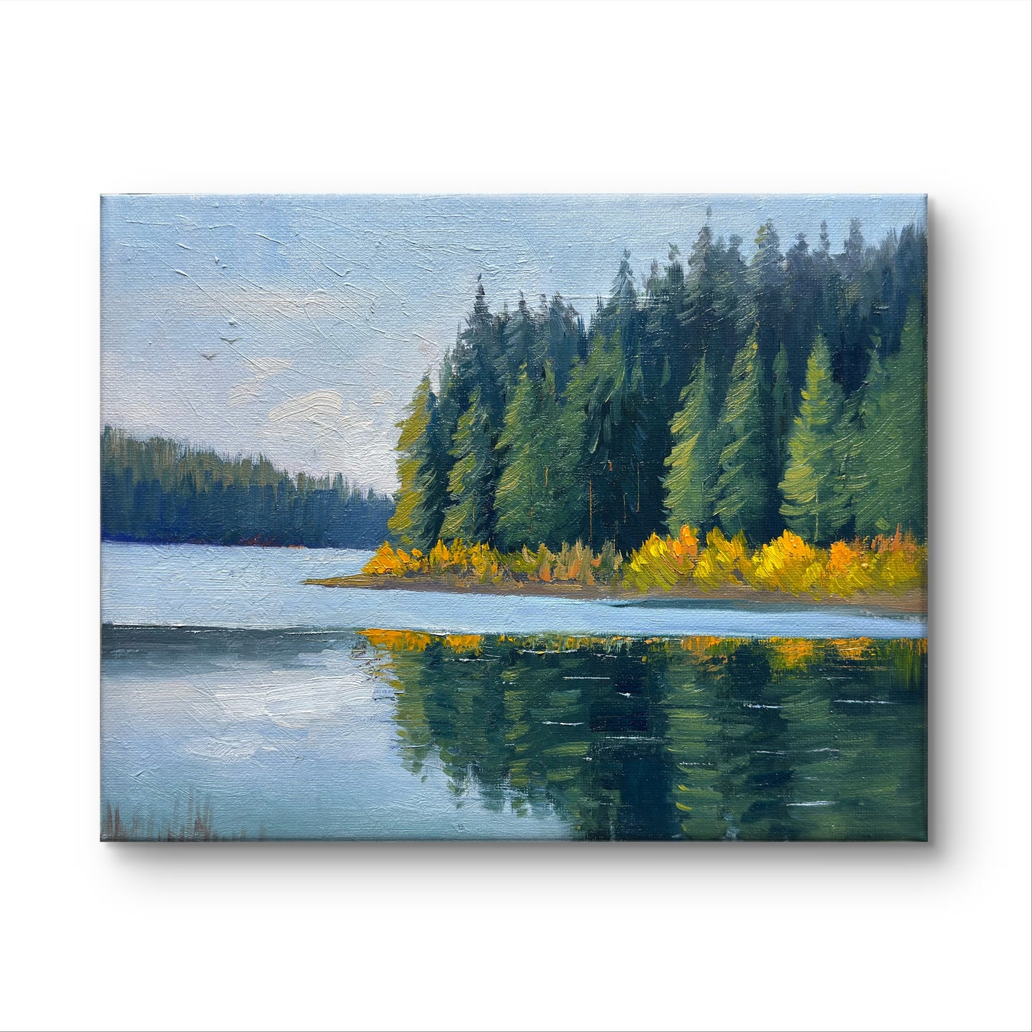 Beautiful Lake Oil painting- 10x8 inch Canvas Panel- Lake Alleyne British Columbia