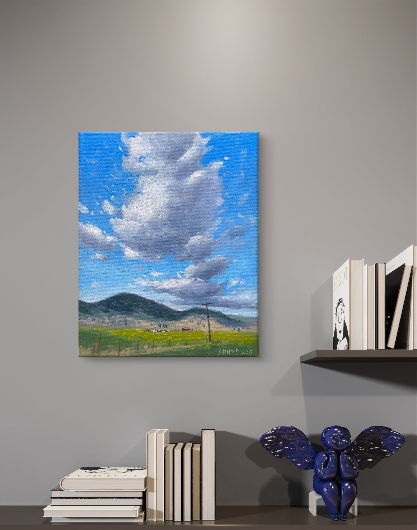 My original oil painting - Dancing clouds over Valley- on Canvas panel-10x8 inches- Location is Near lower Nicola.