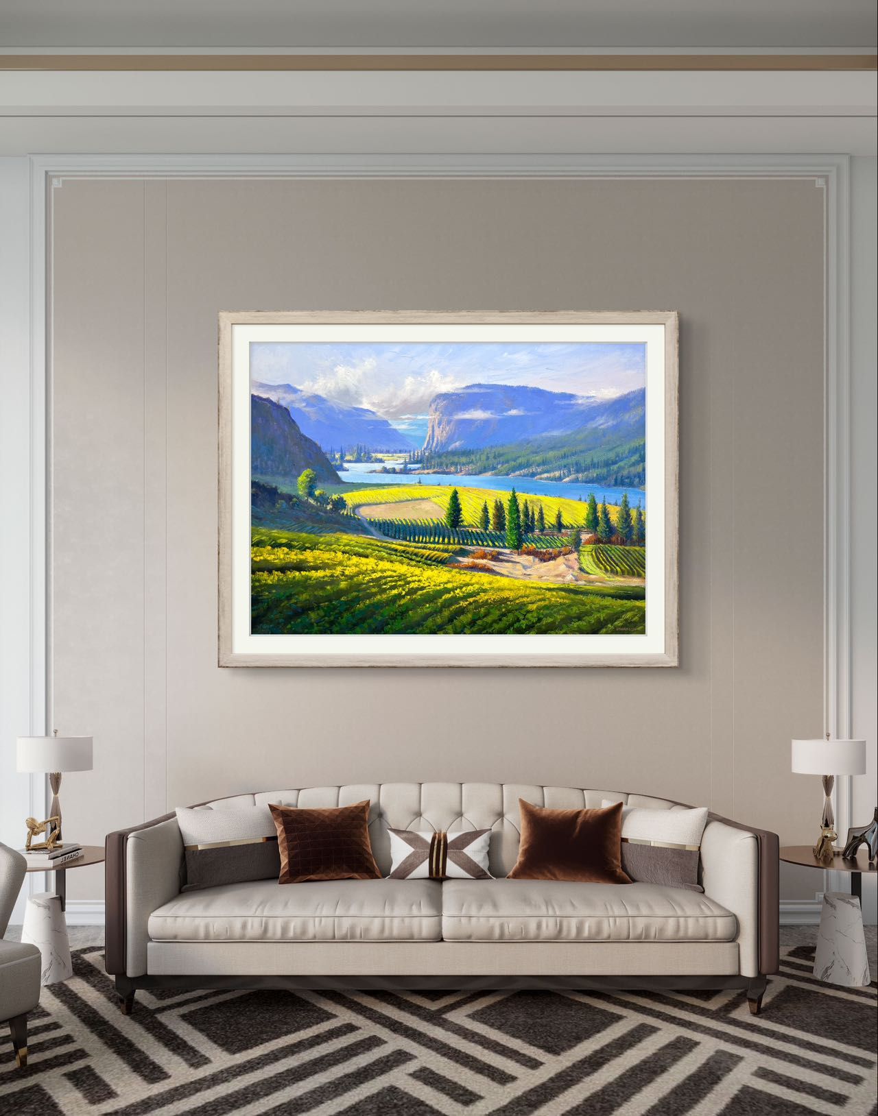 30"x 40" Vaseux Lake palette knife Original oil painting on stretched Canvas without frame
