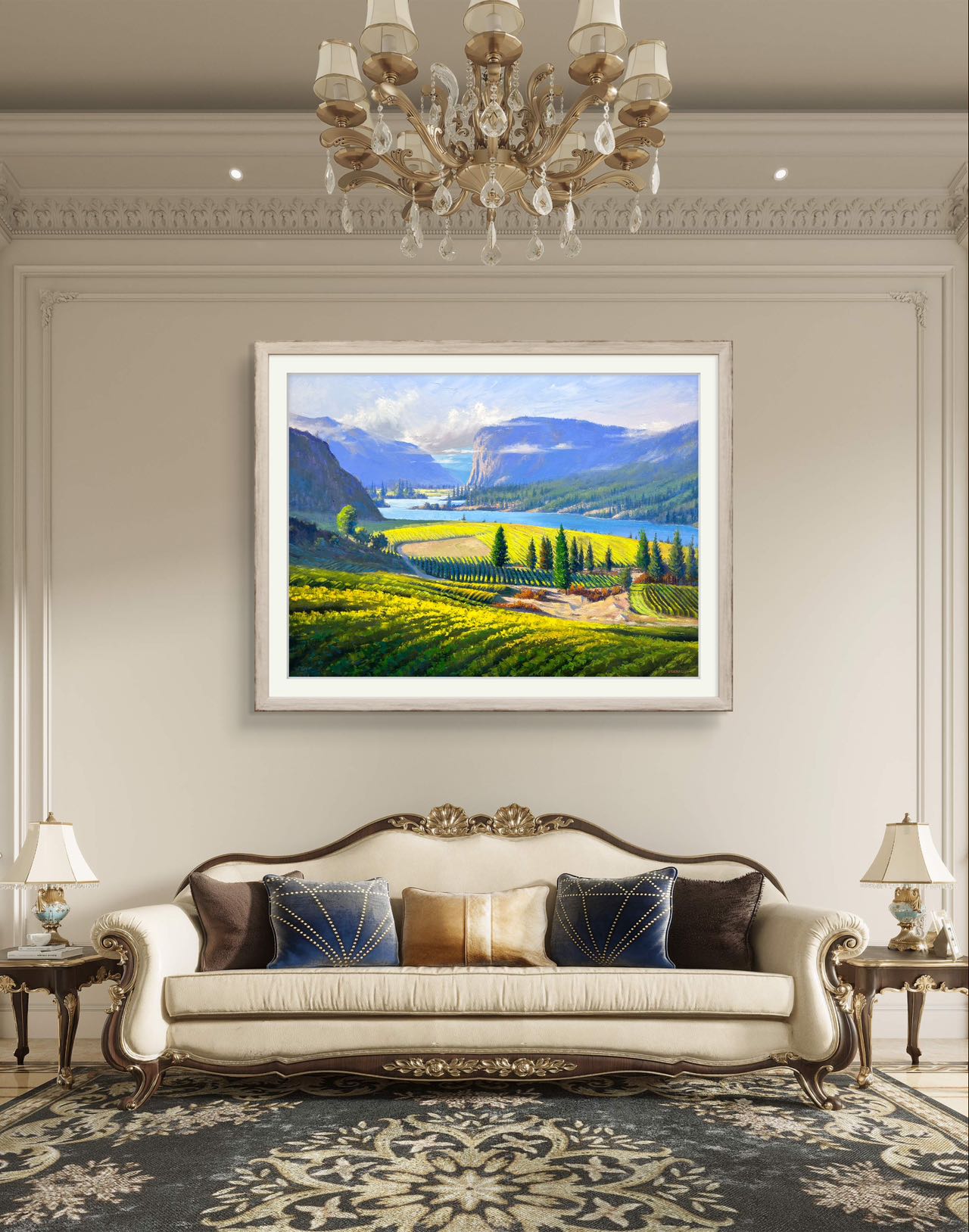 30"x 40" Vaseux Lake palette knife Original oil painting on stretched Canvas without frame