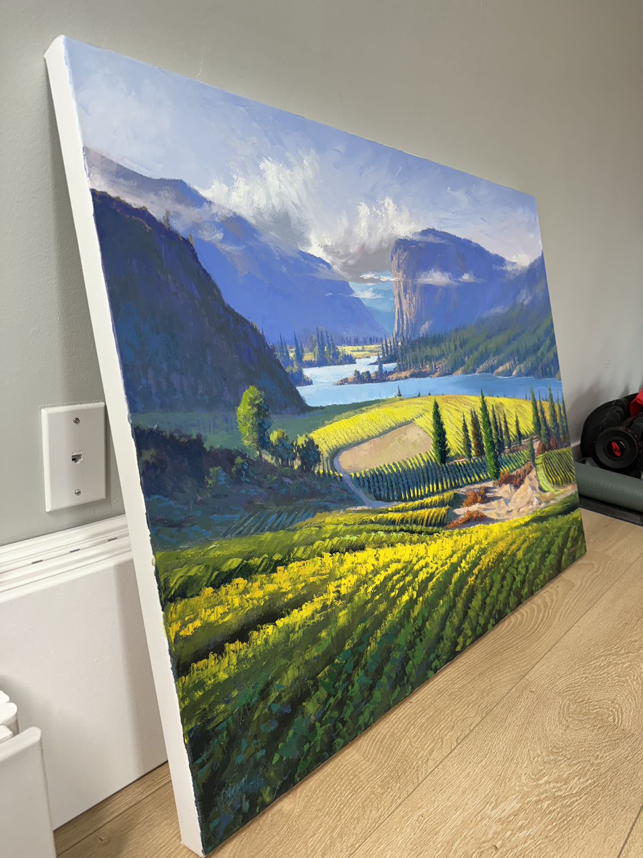 30"x 40" Vaseux Lake palette knife Original oil painting on stretched Canvas without frame