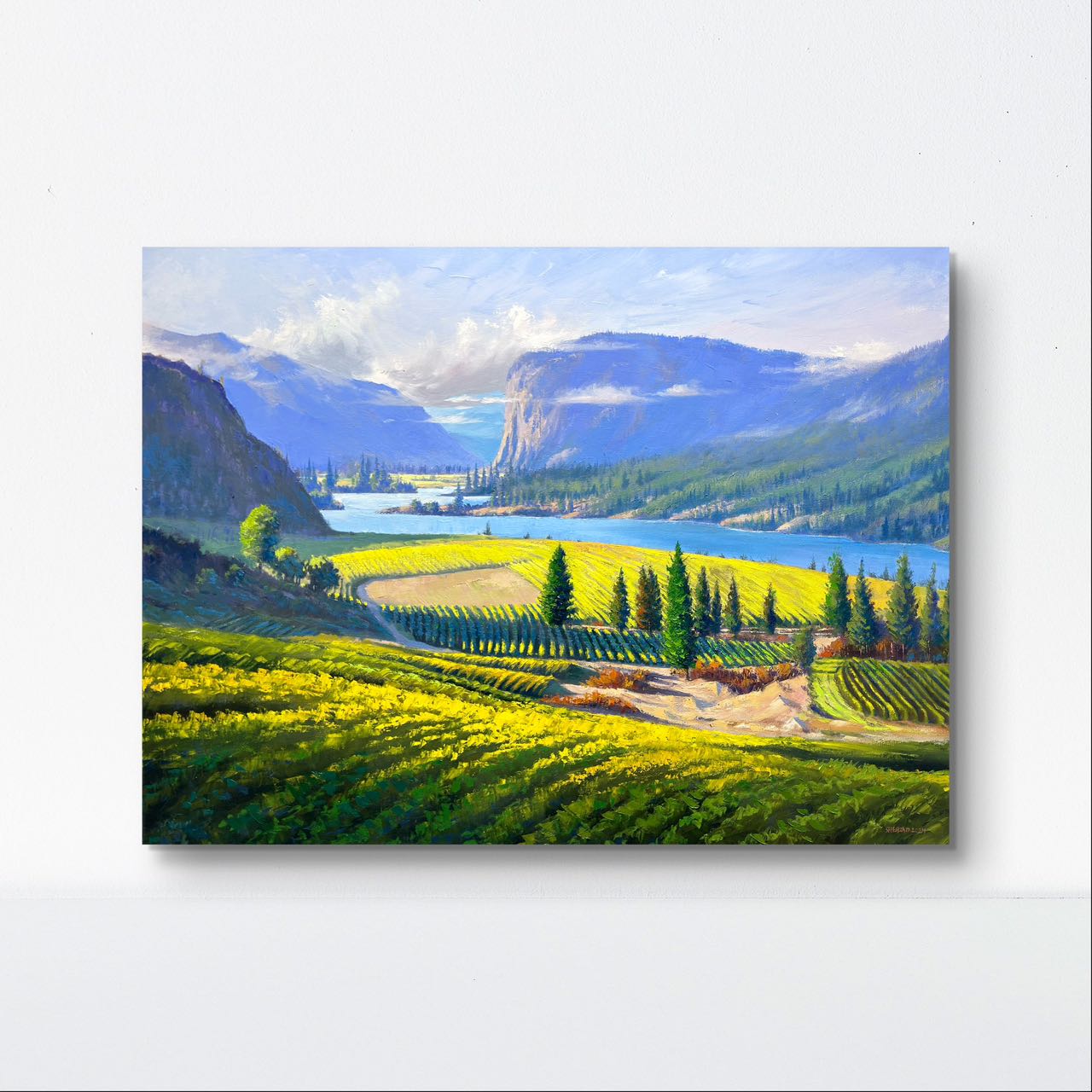 30"x 40" Vaseux Lake palette knife Original oil painting on stretched Canvas without frame