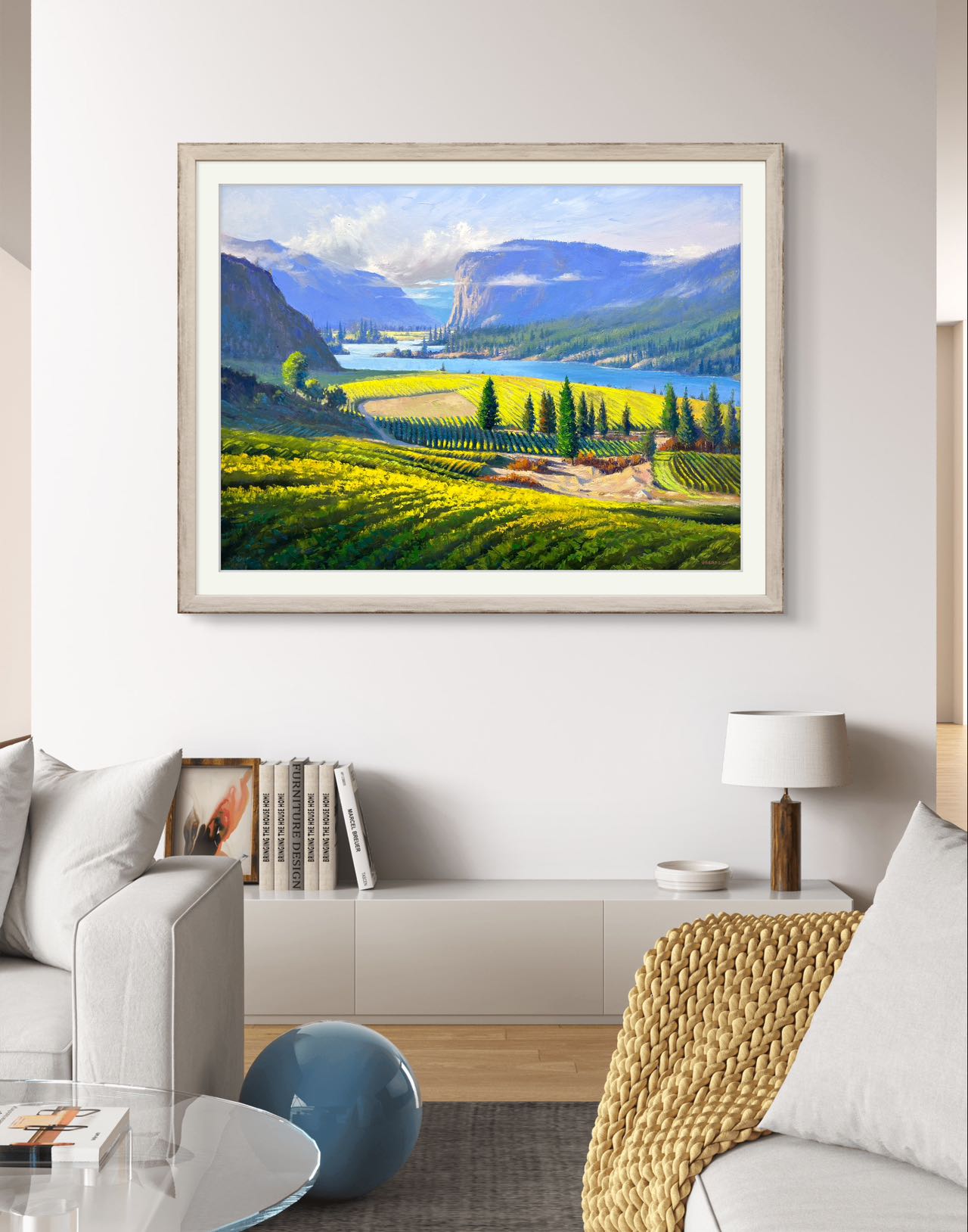 30"x 40" Vaseux Lake palette knife Original oil painting on stretched Canvas without frame