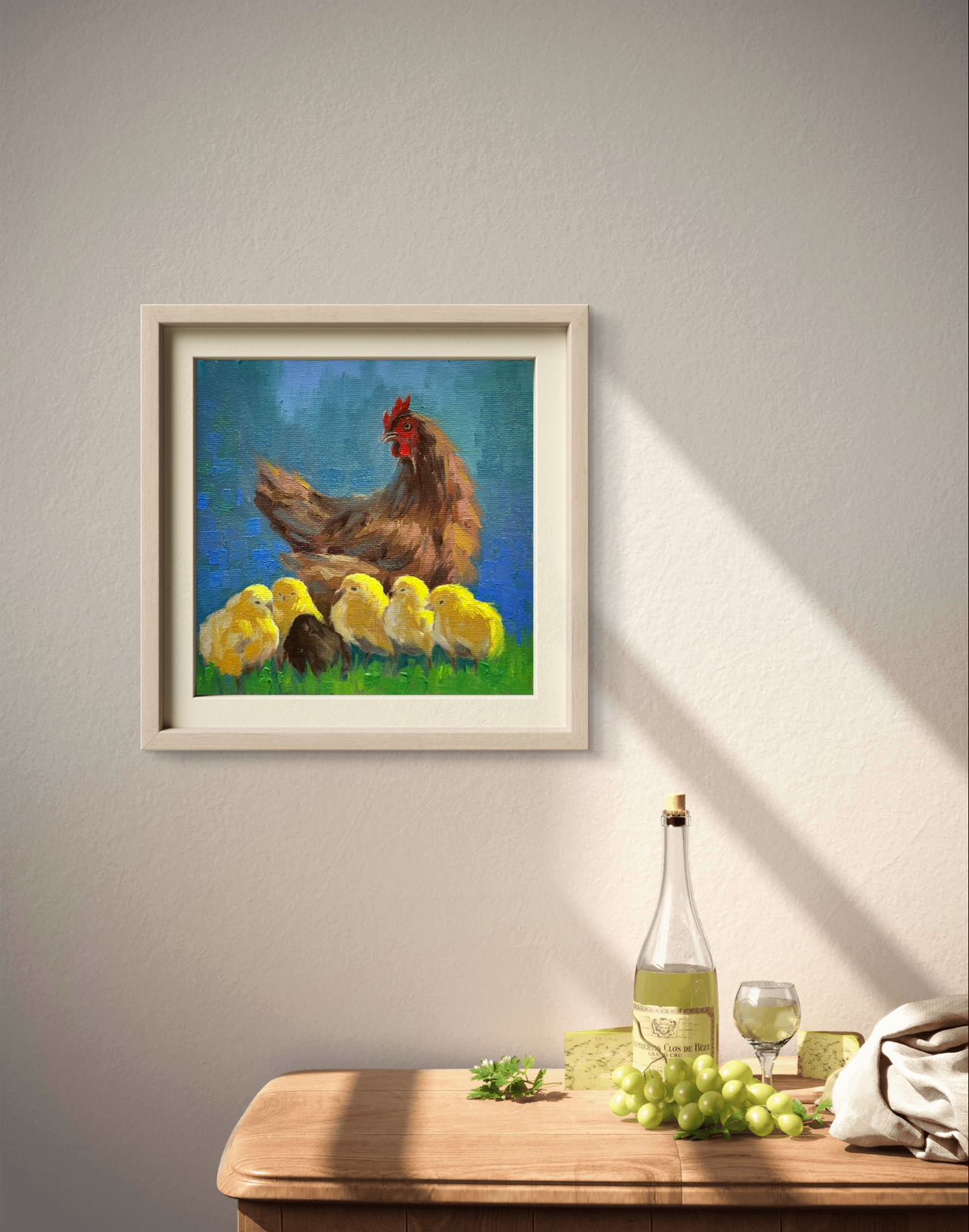 Custom Pet Portrait,Custom Oil Painting,Pet Oil Painting,Pet Portrait Oil Painting, hen and chickst Oil Portrait