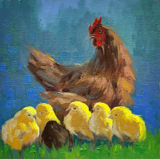Custom Pet Portrait,Custom Oil Painting,Pet Oil Painting,Pet Portrait Oil Painting, hen and chickst Oil Portrait
