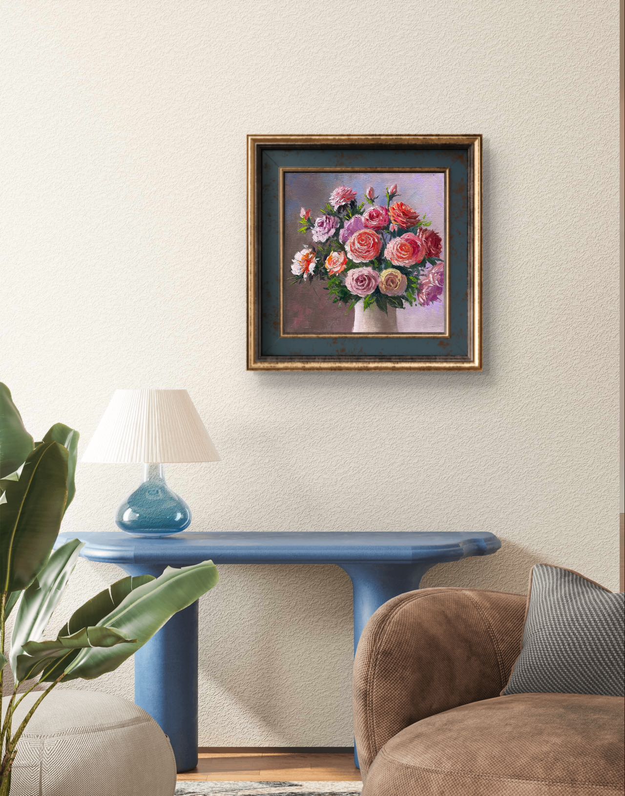 Pink Roses original oil painting on stretched Canvas/wall art decor /perfect gift for Mom, girl friend
