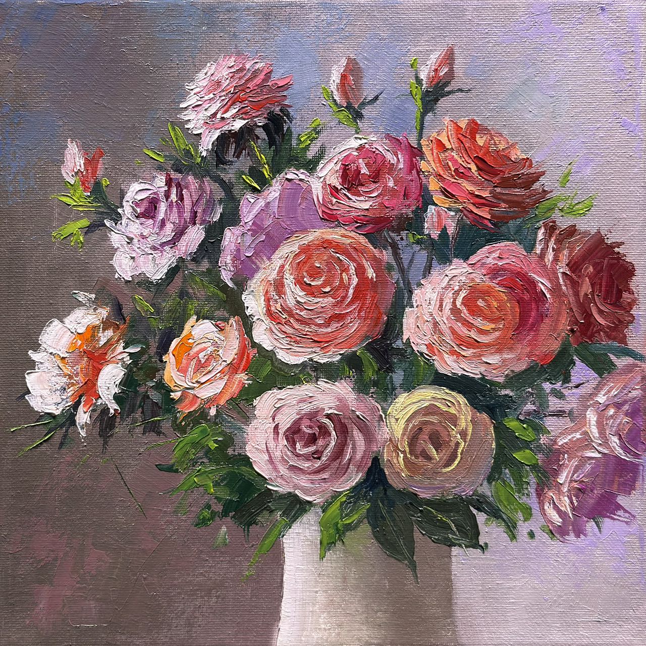 Pink Roses original oil painting on stretched Canvas/wall art decor /perfect gift for Mom, girl friend