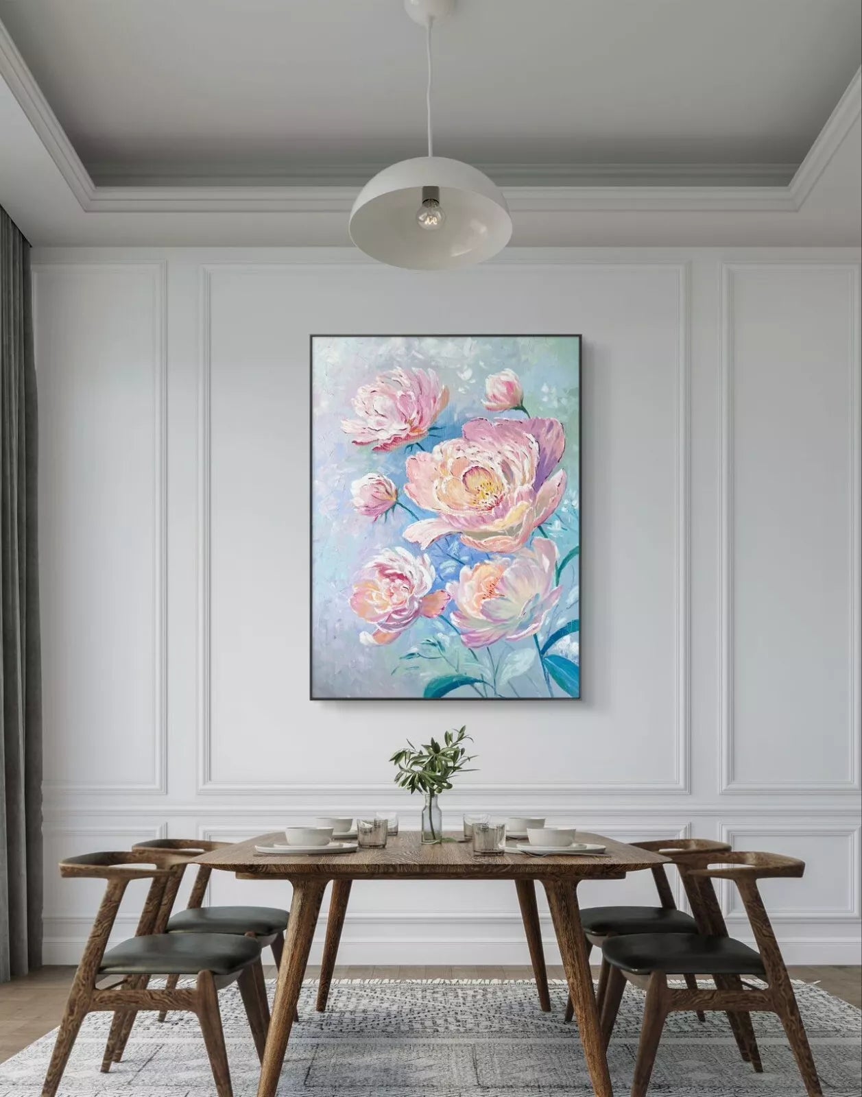 Peony blossom original handmade oil painting on canvas wall art/ home decor
