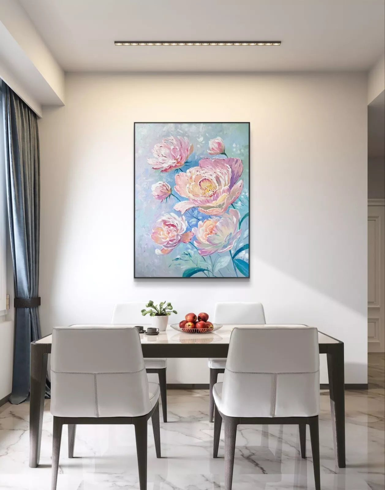 Peony blossom original handmade oil painting on canvas wall art/ home decor