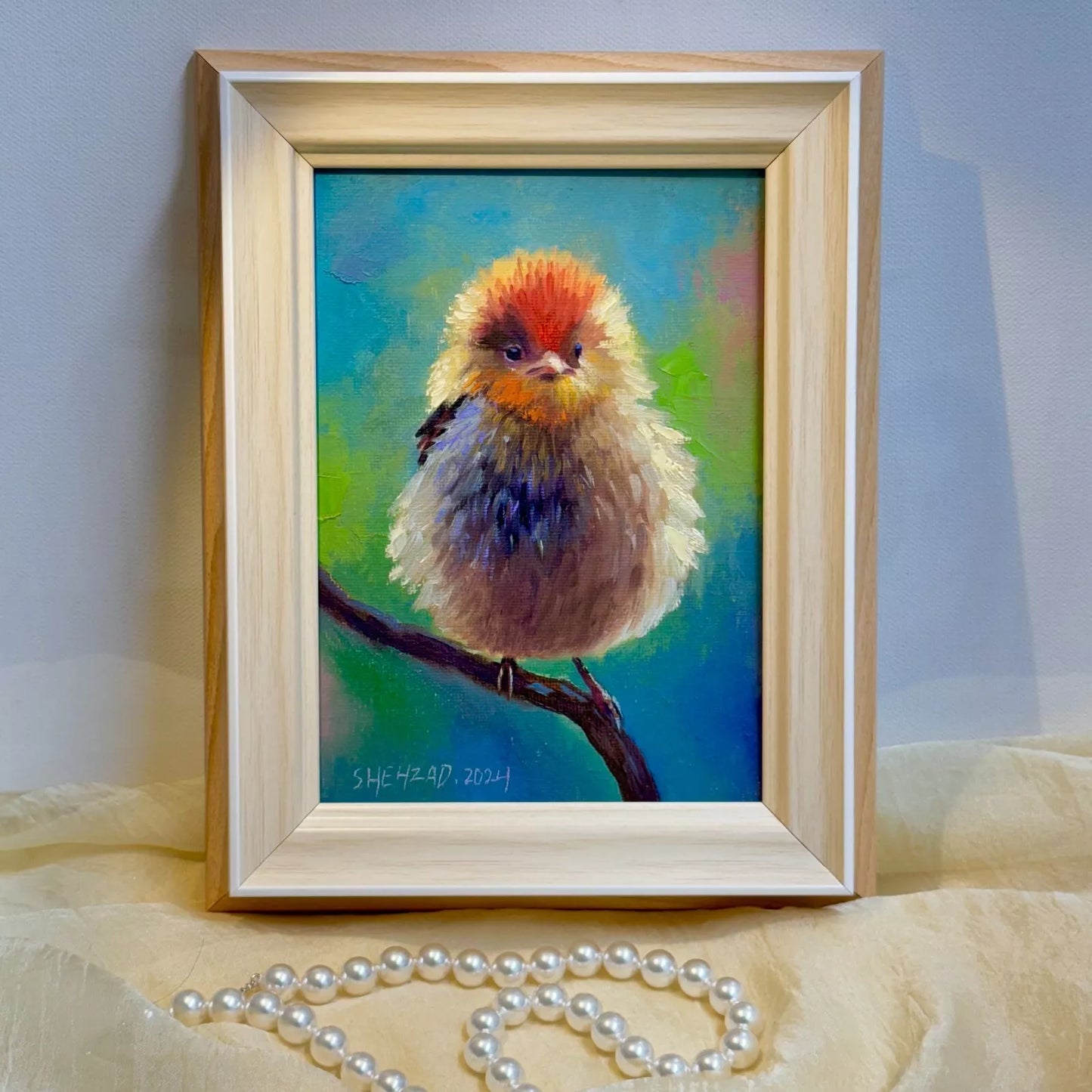 5"x7" Bird original Framed hand painted oil painting canvas wall art home decor