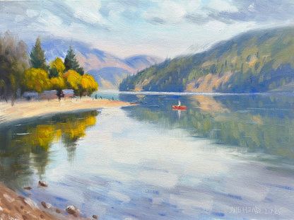 Beautiful Rail Trail Kelowna vernon Oil painting- 12x9 inches inch Canvas Panel- On spot oil painting