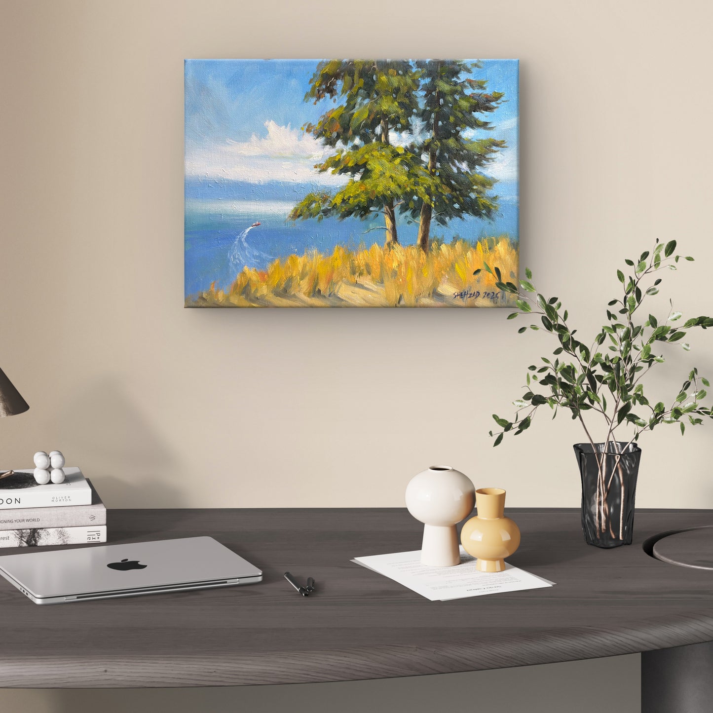 Beautiful okanagan Lake Oil painting- 12x9inch Canvas Panel- On spot oil painting