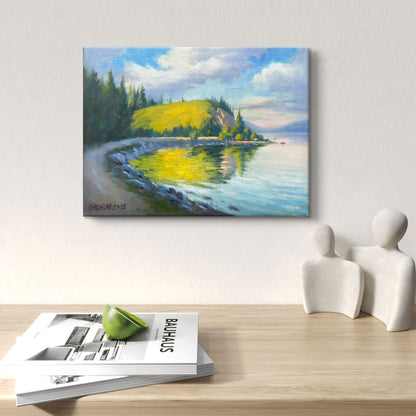 Beautiful Rail Trail Kelowna vernon Oil painting- 12x9 inches inch Canvas Panel- On spot oil painting