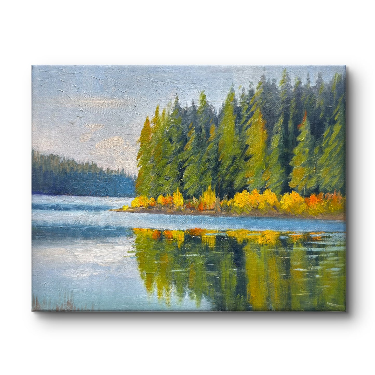 Beautiful Lake Oil painting- 10x8 inch Canvas Panel- Lake Alleyne British Columbia