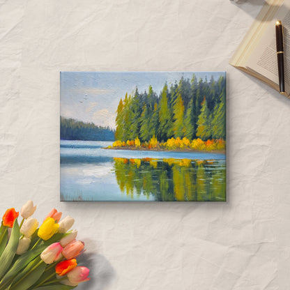 Beautiful Lake Oil painting- 10x8 inch Canvas Panel- Lake Alleyne British Columbia