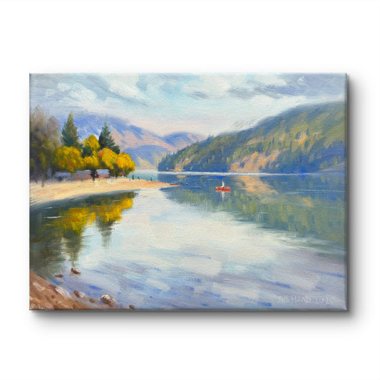 Beautiful Rail Trail Kelowna vernon Oil painting- 12x9 inches inch Canvas Panel- On spot oil painting
