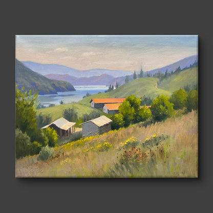 Original oil painting on canvas- Kalamalka Lake Hillside View 20"x16" canvas