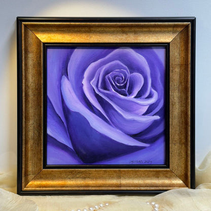 8"x8" Mystical Blue Roses: Original Oil Painting - Floral Art for Home Decor | Unique Gift, Nature Artwork, Hand-Painted Wall Art, Tranquil Decor, Impressionistic Art