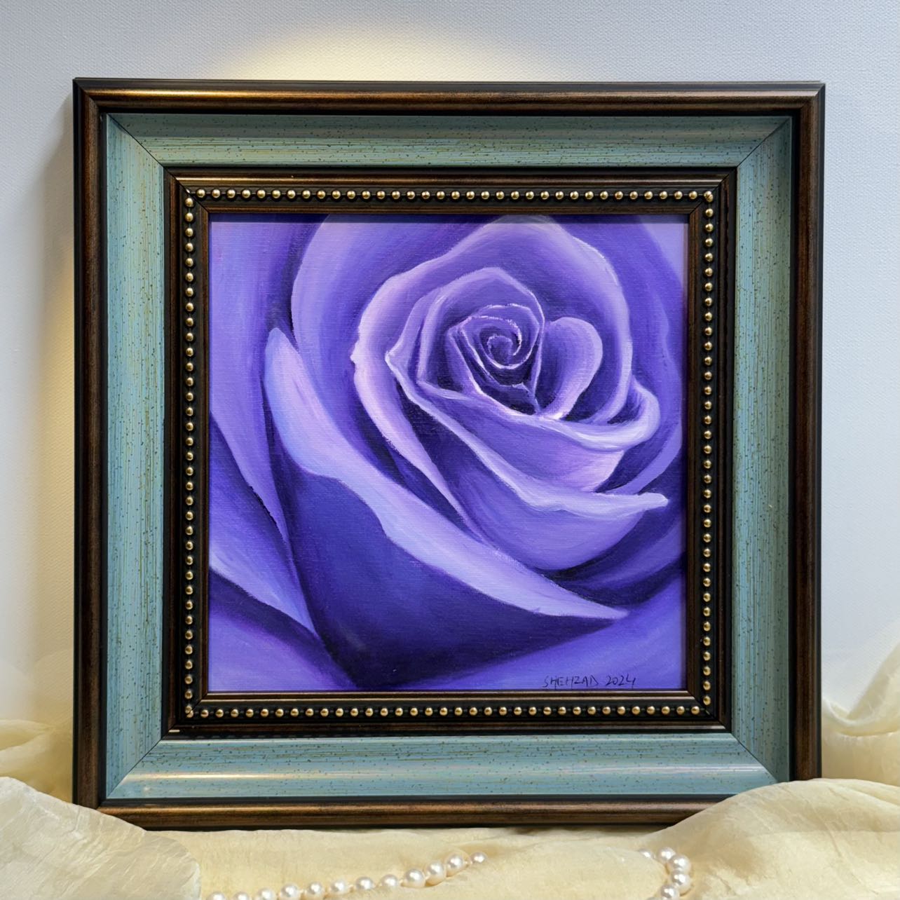 8"x8" Mystical Blue Roses: Original Oil Painting - Floral Art for Home Decor | Unique Gift, Nature Artwork, Hand-Painted Wall Art, Tranquil Decor, Impressionistic Art