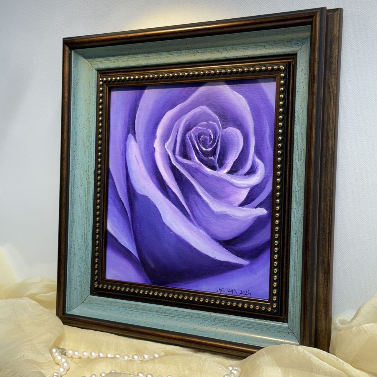 8"x8" Mystical Blue Roses: Original Oil Painting - Floral Art for Home Decor | Unique Gift, Nature Artwork, Hand-Painted Wall Art, Tranquil Decor, Impressionistic Art