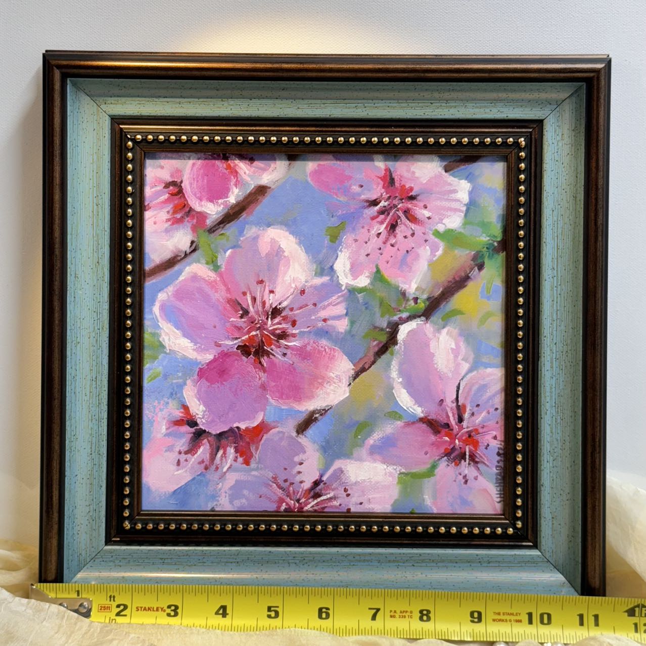 8"x8" Serene Cherry Blossom: Original Oil Painting - Floral Art for Home Decor | Unique Gift, Nature Artwork, Hand-Painted Wall Art, Tranquil Decor