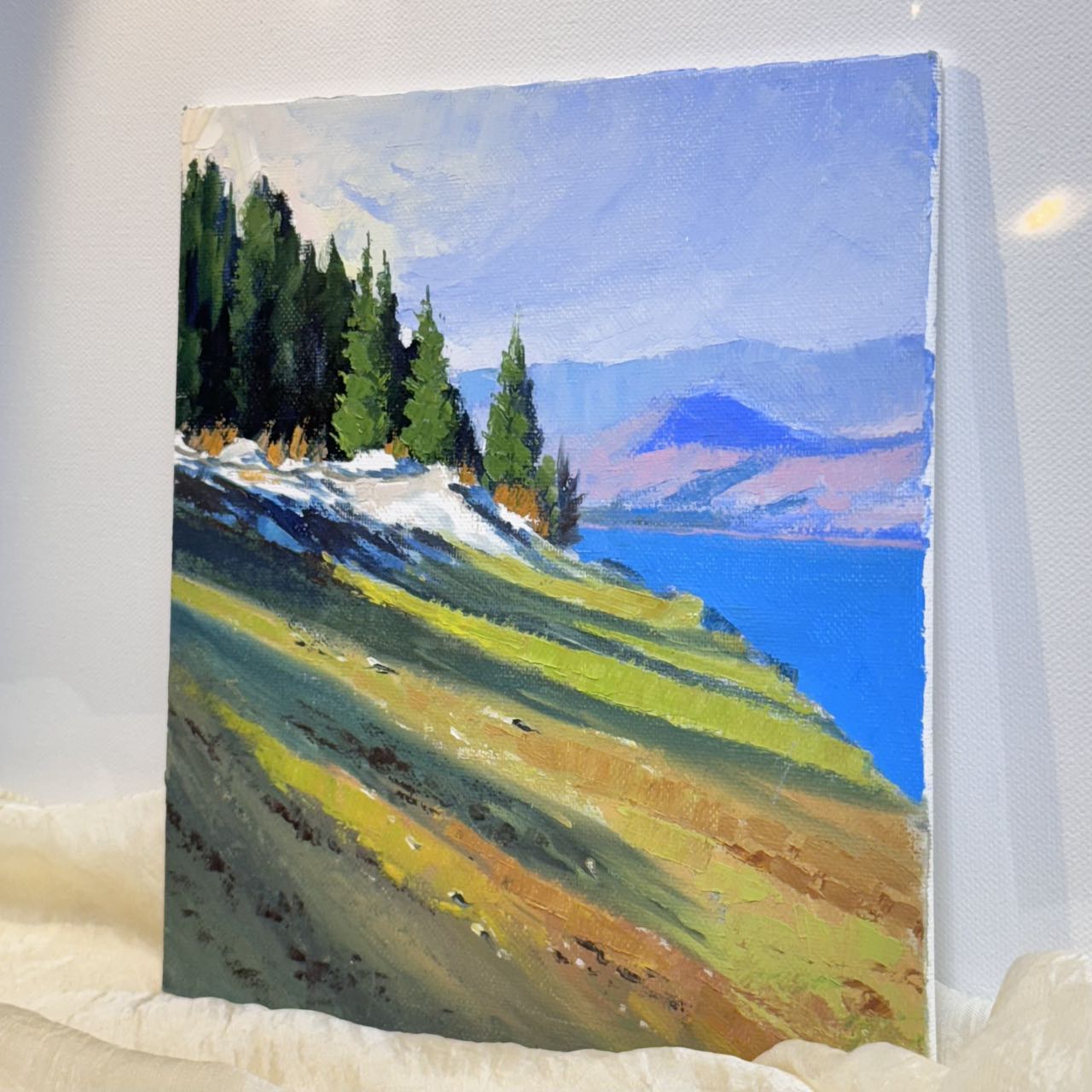 8"x8" Tranquil Landscape: Original Oil Painting - Nature Art for Home Decor | Unique Gift, Scenic Artwork, Hand-Painted Wall Art, Serene Views