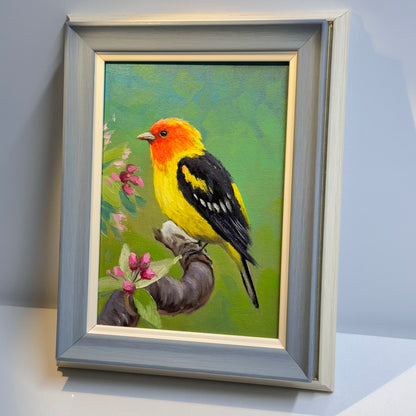 5"x7" Vibrant Western Tanager Bird - Original Oil Painting 5"x7" on canvas panel | Hand-Painted Wildlife Art for Home Decor