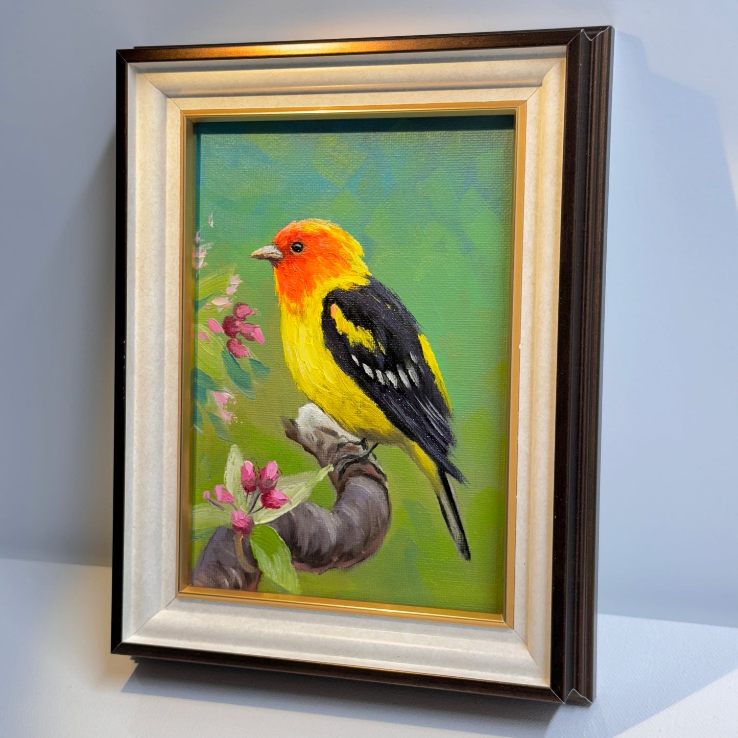 5"x7" Vibrant Western Tanager Bird - Original Oil Painting 5"x7" on canvas panel | Hand-Painted Wildlife Art for Home Decor