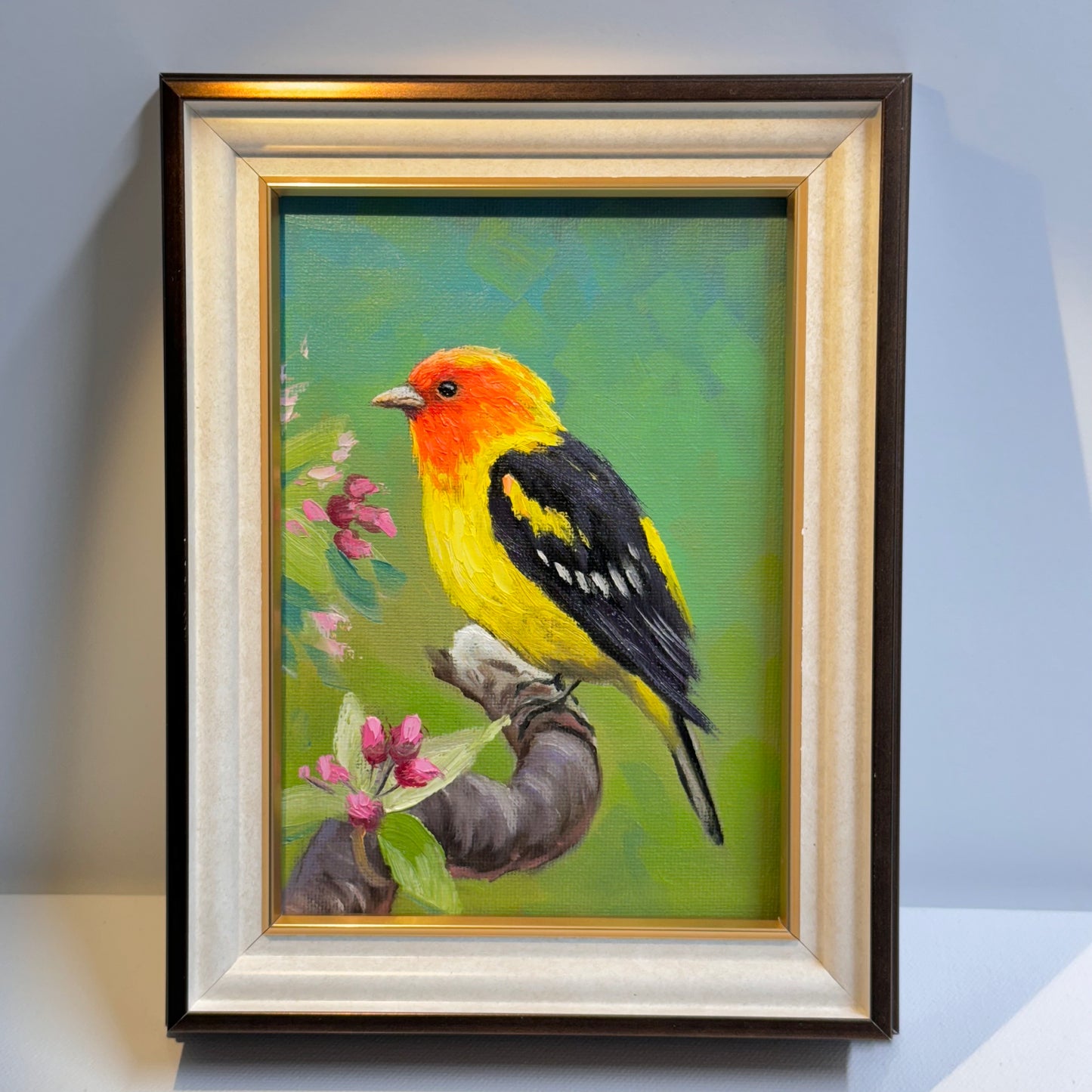 5"x7" Vibrant Western Tanager Bird - Original Oil Painting 5"x7" on canvas panel | Hand-Painted Wildlife Art for Home Decor