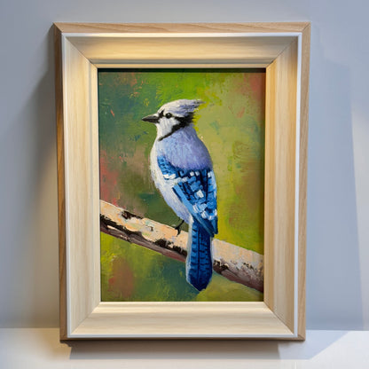 5"x7"  Majestic Blue Jay Bird - Original Oil Painting on canvas panel | Hand-Painted Wildlife Art for Bird Lovers