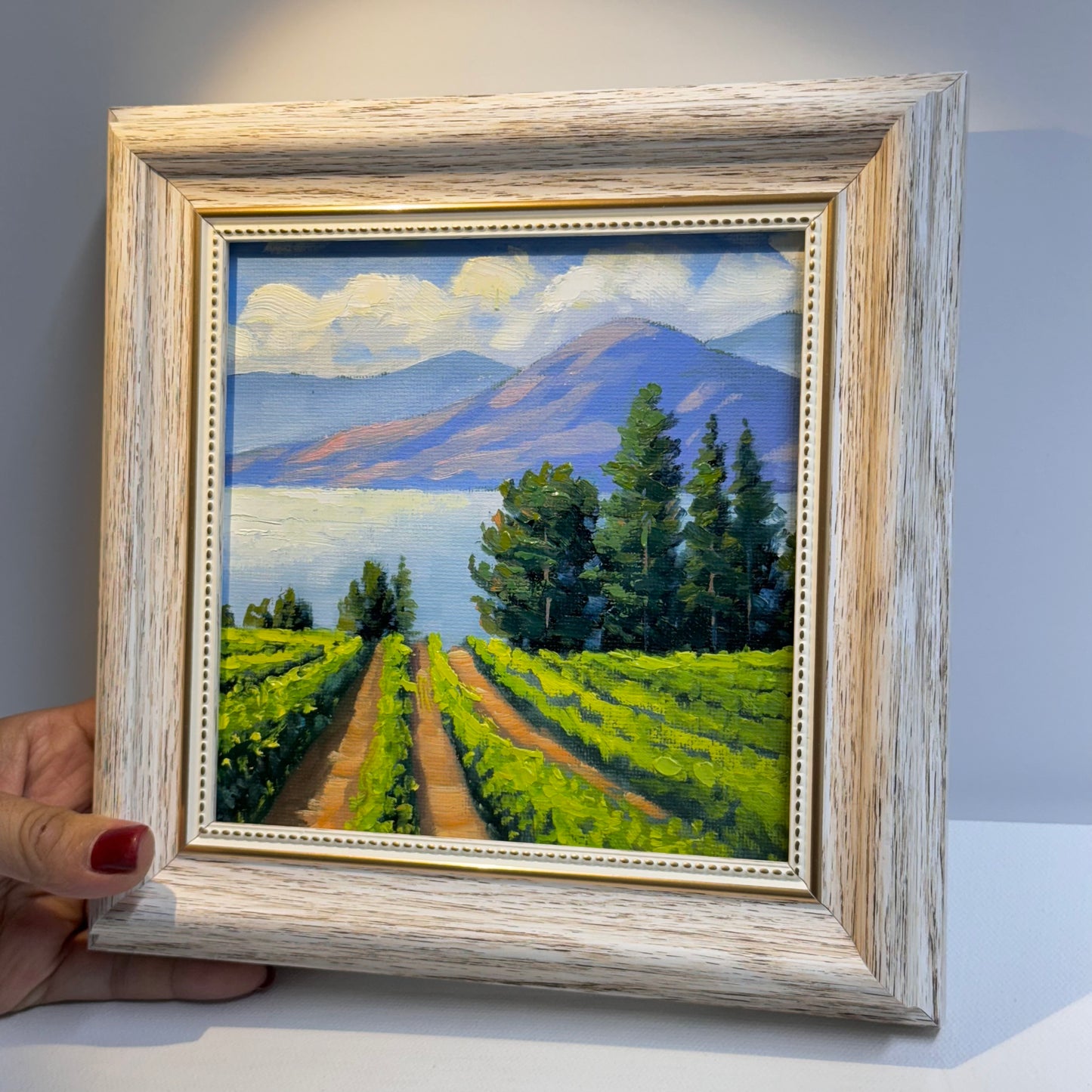 6"x6" Kelowna Winery Landscape - Original Oil Painting on canvas panel | Hand-Painted Okanagan Vineyard Art