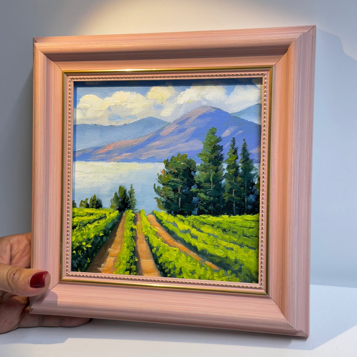 6"x6" Kelowna Winery Landscape - Original Oil Painting on canvas panel | Hand-Painted Okanagan Vineyard Art