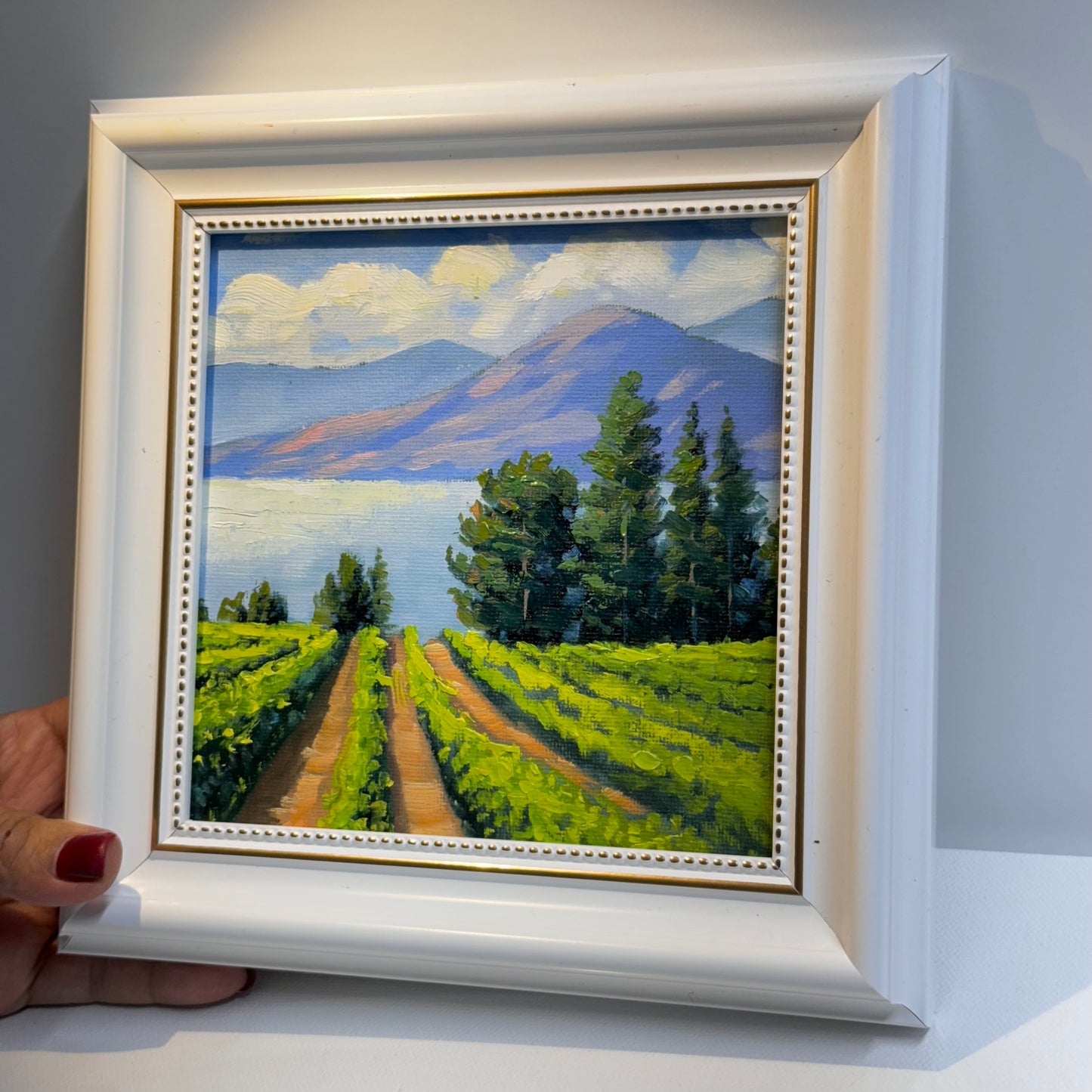 6"x6" Kelowna Winery Landscape - Original Oil Painting on canvas panel | Hand-Painted Okanagan Vineyard Art