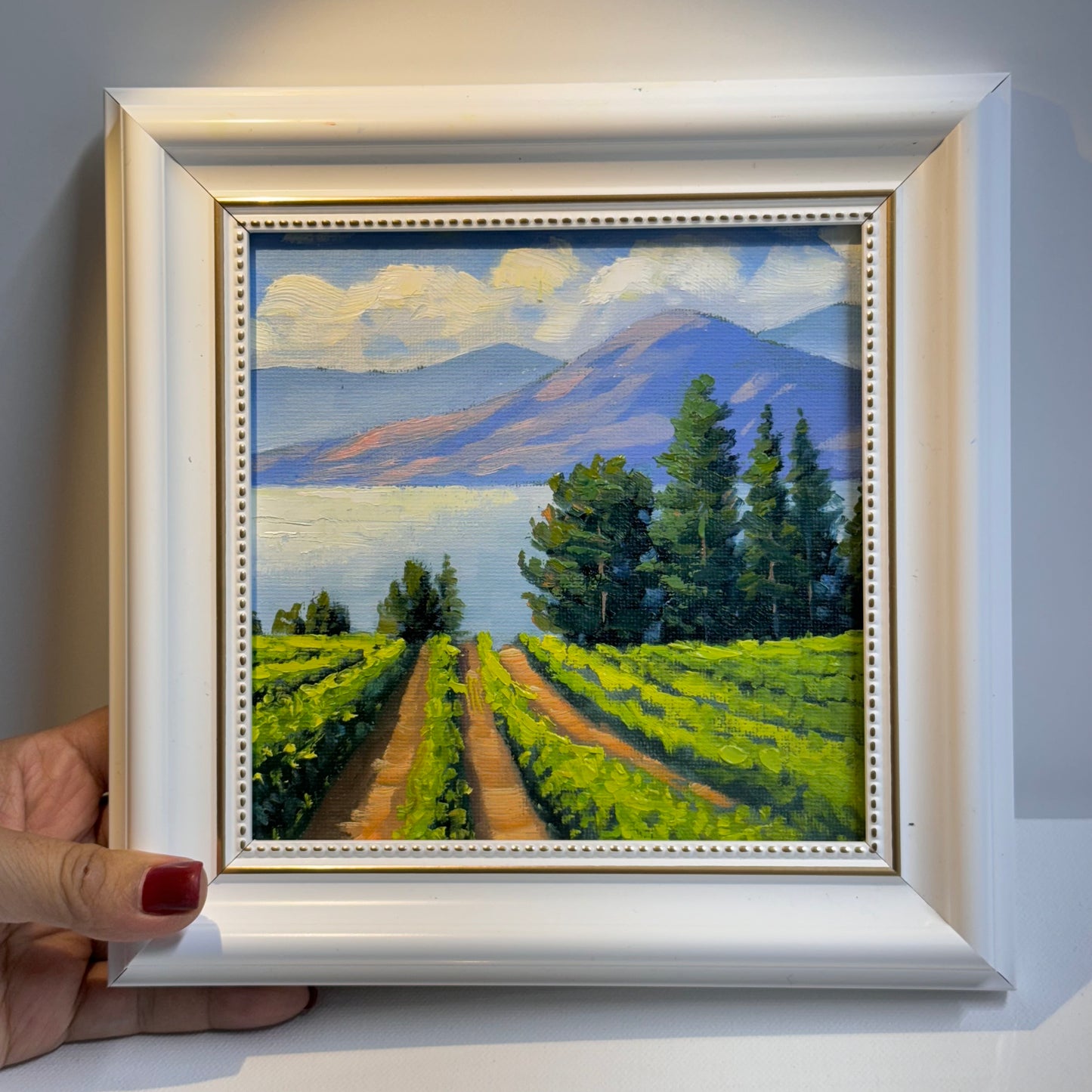 6"x6" Kelowna Winery Landscape - Original Oil Painting on canvas panel | Hand-Painted Okanagan Vineyard Art