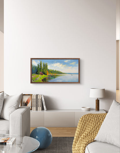 Kelowna Beaver lake landscape 10"x20" hand painted original oil painting on canvas without framewall home decor