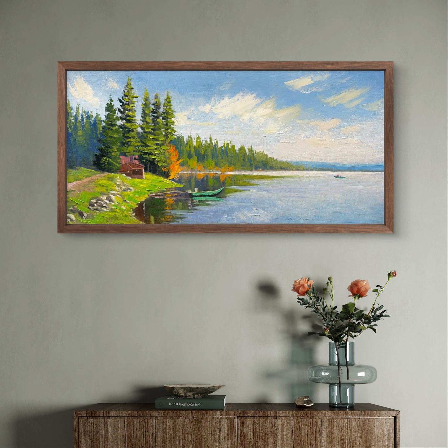 10"x20" Kelowna Beaver lake landscape hand painted original oil painting on canvas without framewall home decor