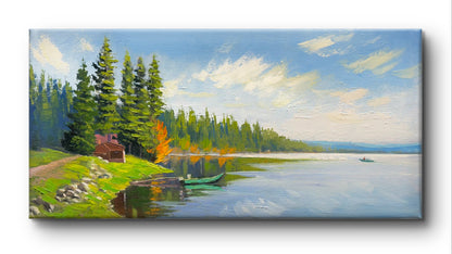 Kelowna Beaver lake landscape 10"x20" hand painted original oil painting on canvas without framewall home decor